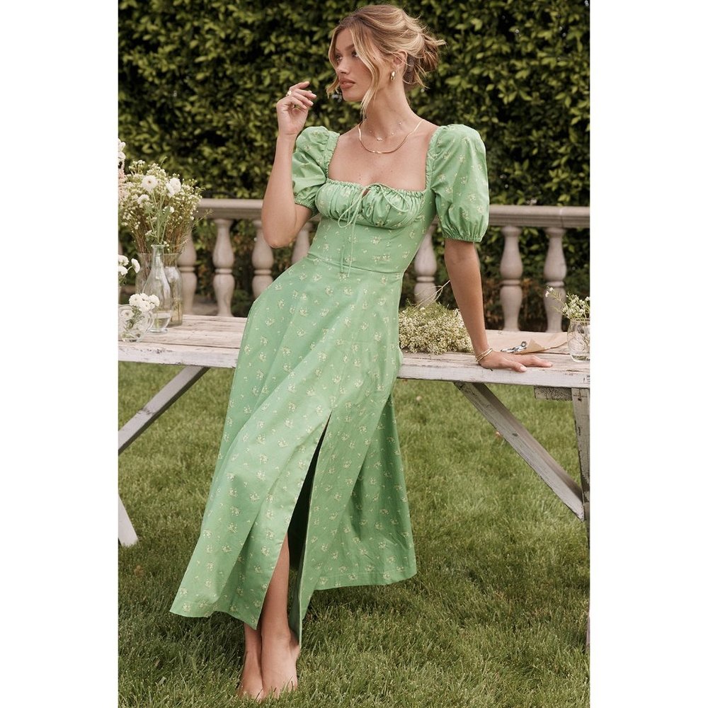 House of CB Green Floral Midi Dress